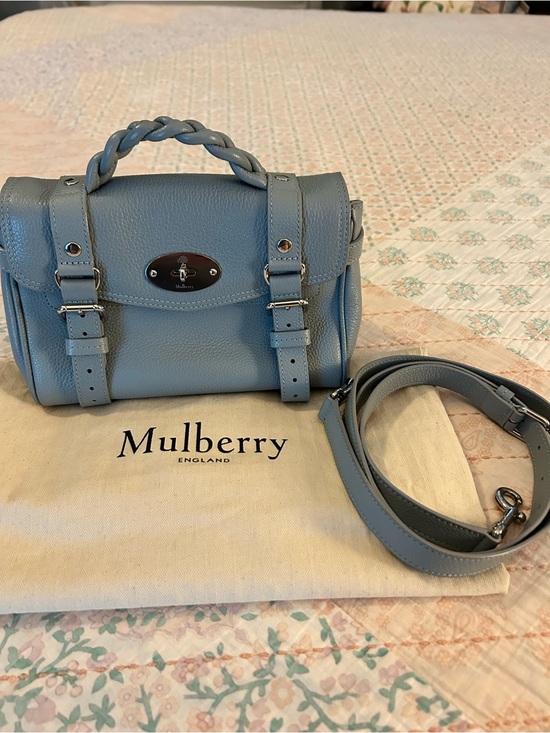 Mulberry Handbags - MULBERRY Mini Alexa Heavy Grain Leather Handbag Satchel in Cloud Blue EUC